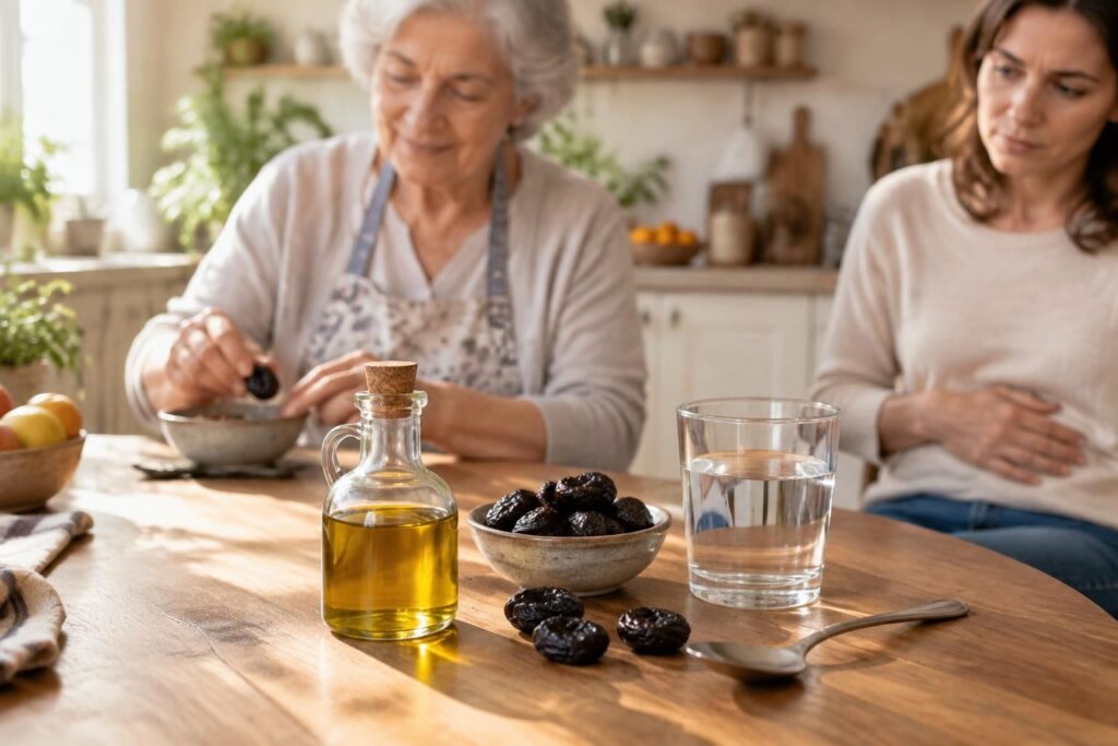 Remède de grand-mère contre la constipation bouchon à base d’huile d’olive